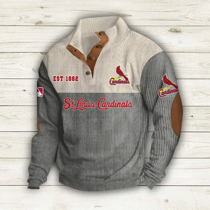 [FLASH SALE] NEW CUSTOMIZED MLB24 SLC ST. LOUIS CARDINALS BUTTON SWEATSHIRTS STAND COLLAR