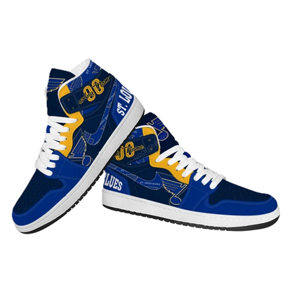 LIMITED EDITION - NEW CUSTOMIZED NHL14 SL BLUES AIR JORDAN SNEAKERS