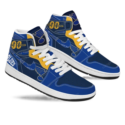 LIMITED EDITION - NEW CUSTOMIZED NHL14 SL BLUES AIR JORDAN SNEAKERS