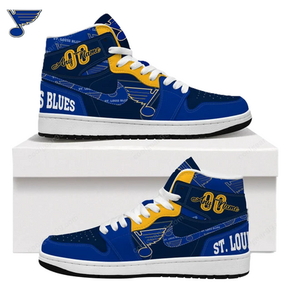 LIMITED EDITION - NEW CUSTOMIZED NHL14 SL BLUES AIR JORDAN SNEAKERS