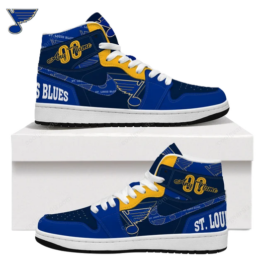 LIMITED EDITION - NEW CUSTOMIZED NHL14 SL BLUES AIR JORDAN SNEAKERS