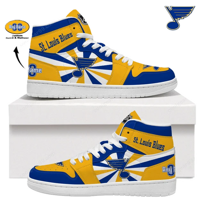 LIMITED EDITION - NEW CUSTOMIZED NHL14 SL BLUES AIR JORDAN SNEAKERS