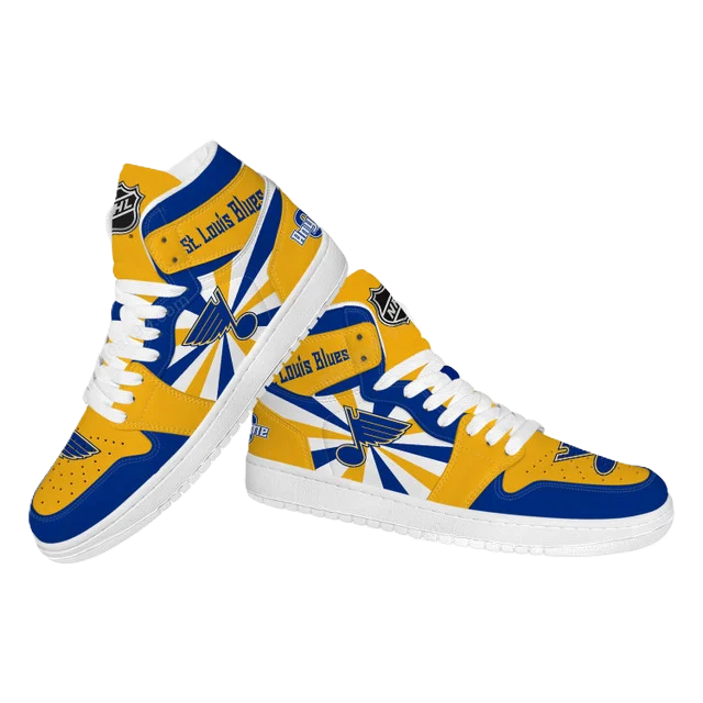 LIMITED EDITION - NEW CUSTOMIZED NHL14 SL BLUES AIR JORDAN SNEAKERS