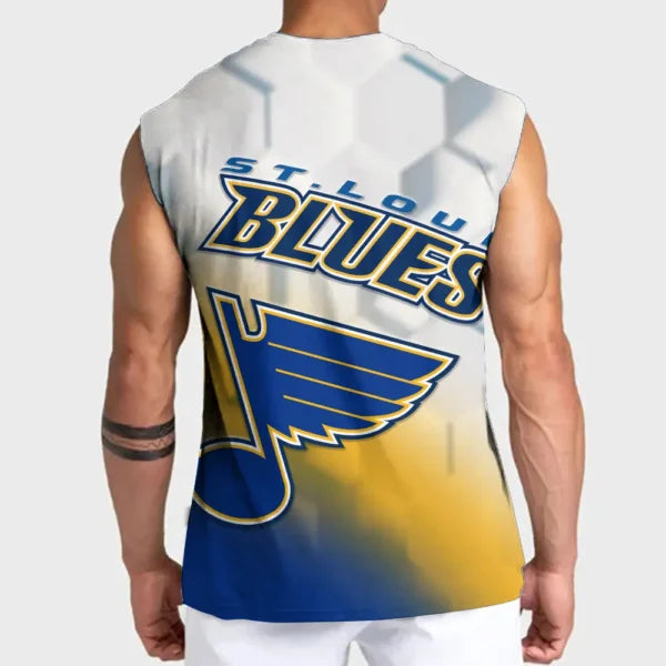 LIMITED EDITION - NEW CUSTOMIZED NHL14 SLB ST. LOUIS BLUES TANK TOP & GYM SHIRT