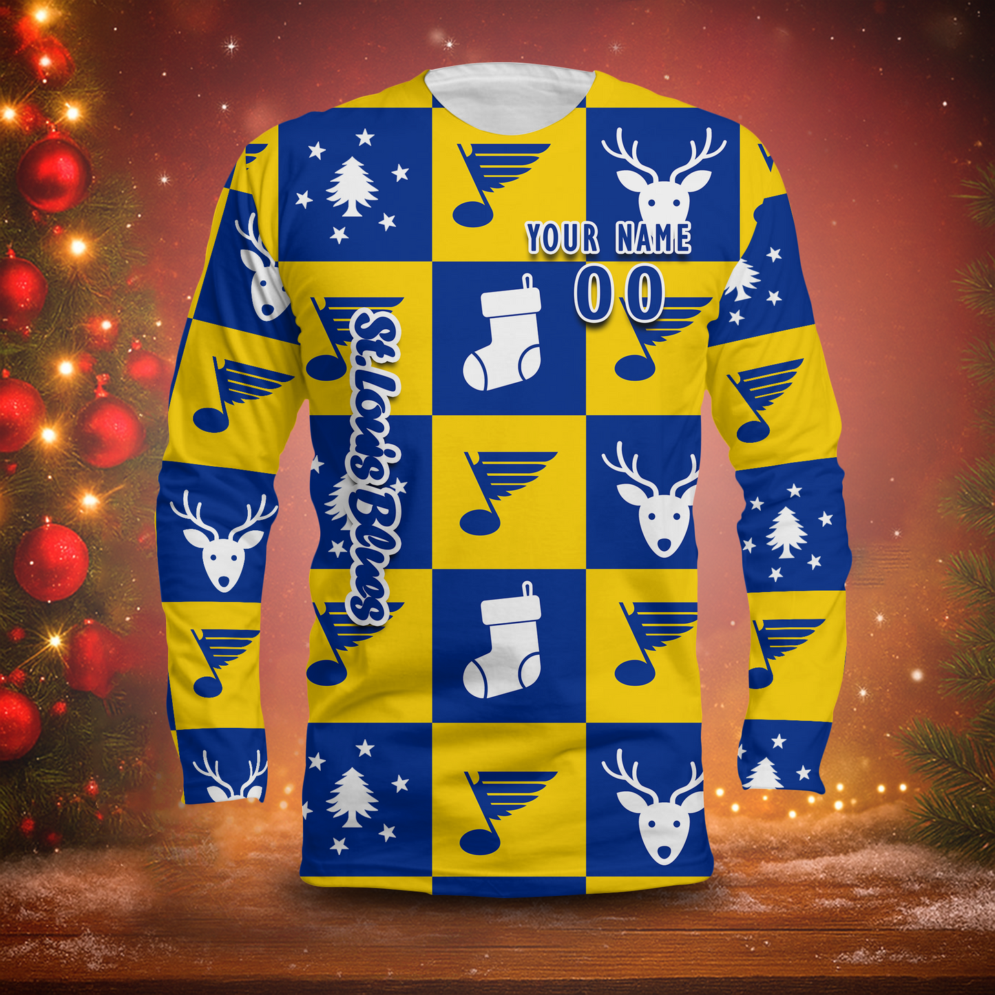 LIMITED EDITION - NEW CUSTOMIZED NHL14 SLB ST. LOUIS BLUES LONG SLEEVED T-SHIRT