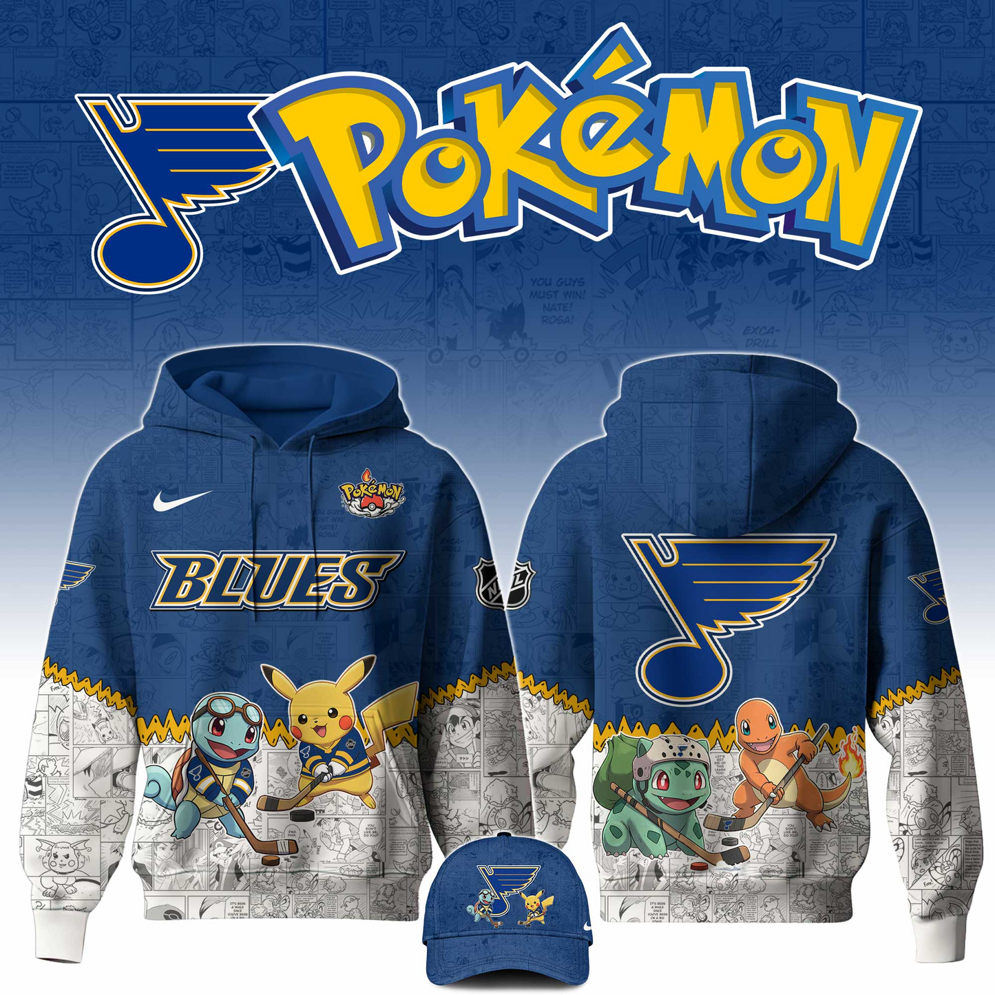 LIMITED EDITION - NEW CUSTOMIZED NHL14 SLB ST. LOUIS BLUES X POKÉMON T-SHIRT, SWEATSHIRT, HOODIE & ZIP HOODIE