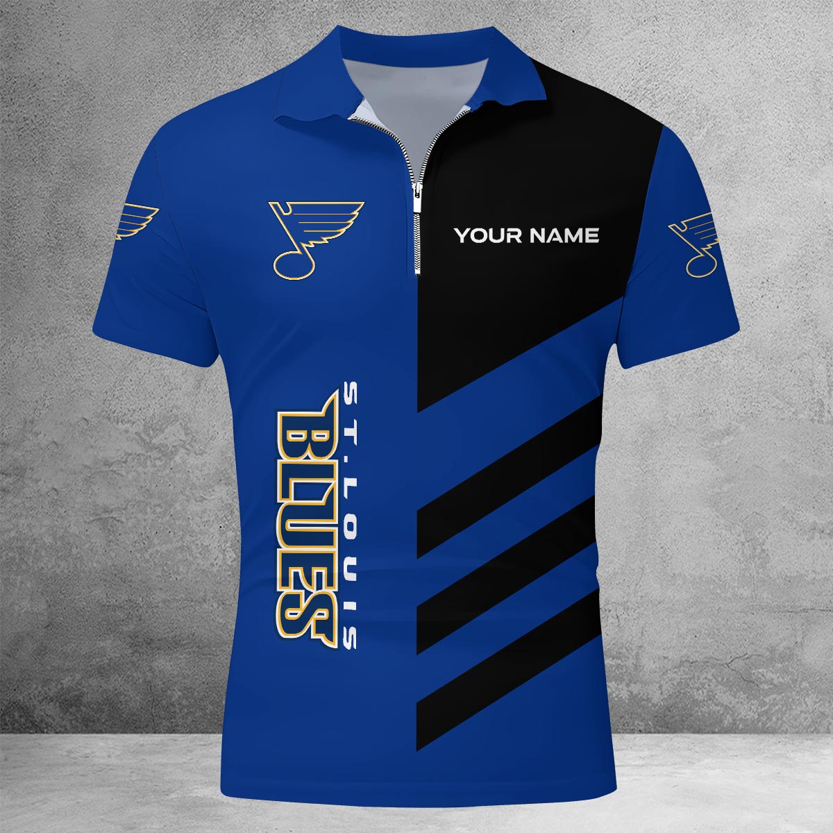 LIMITED EDITION - NEW CUSTOMIZED NHL14 SLB ST. LOUIS BLUES ZIP POLO SHIRT