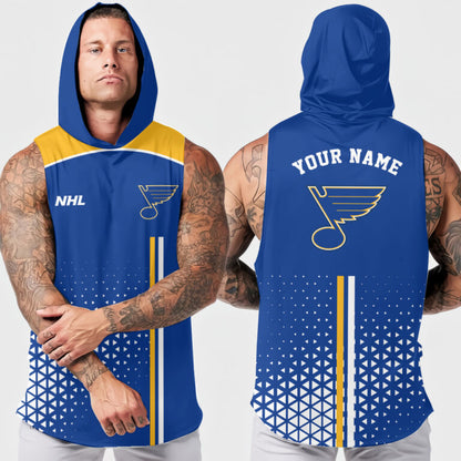 LIMITED EDITION - NEW CUSTOMIZED NHL14 SLB ST. LOUIS BLUES HOODED TANK TOP