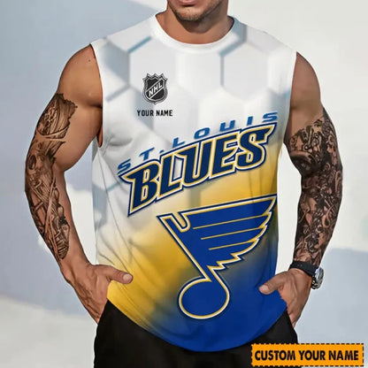LIMITED EDITION - NEW CUSTOMIZED NHL14 SLB ST. LOUIS BLUES TANK TOP & GYM SHIRT