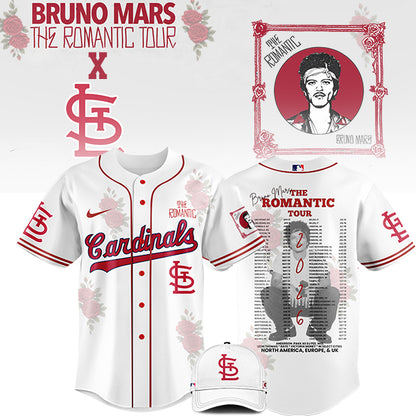 LIMITED EDITION - NEW CUSTOMIZED MLB24 SL CARDINALS x BRUNO MARS BASEBALL JERSEY & CAP