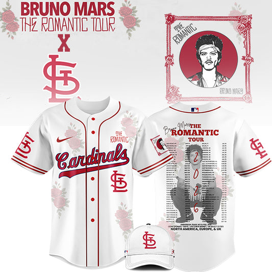 LIMITED EDITION - NEW CUSTOMIZED MLB24 SL CARDINALS x BRUNO MARS BASEBALL JERSEY & CAP