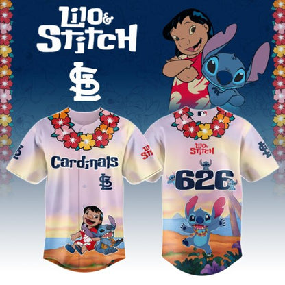 LIMITED EDITION - NEW CUSTOMIZED MLB24 SL CARDINALS x LILO & STITCH BASEBALL JERSEY