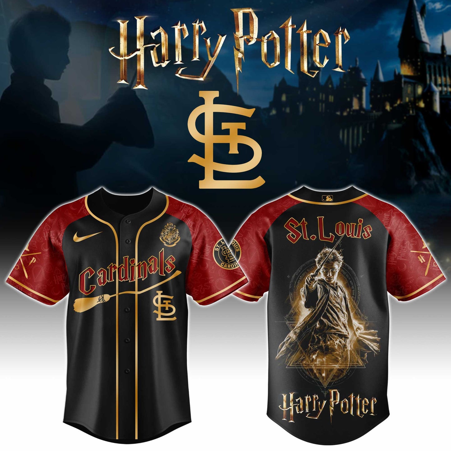 LIMITED EDITION - NEW CUSTOMIZED MLB24 SLC ST. LOUIS CARDINALS x HARRY POTTER BASEBALL JERSEY & CAP