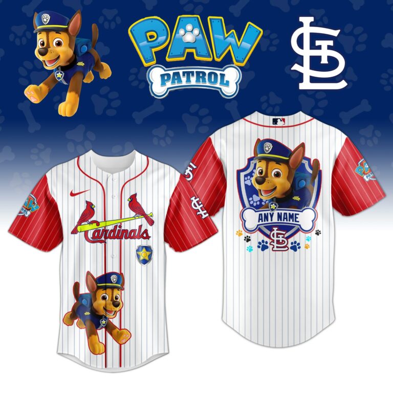 LIMITED EDITION - NEW CUSTOMIZED MLB24 SLC ST. LOUIS CARDINALS x PAW PATROL BASEBALL JERSEY & CAP