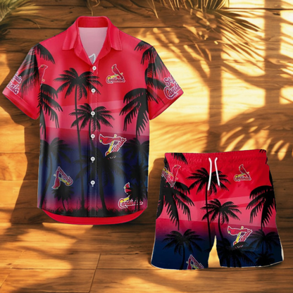 LIMITED EDITION - NEW CUSTOMIZED MLB24 SLC ST. LOUIS CARDINALS UNISEX HAWAIIAN SHIRT & SHORTS SET