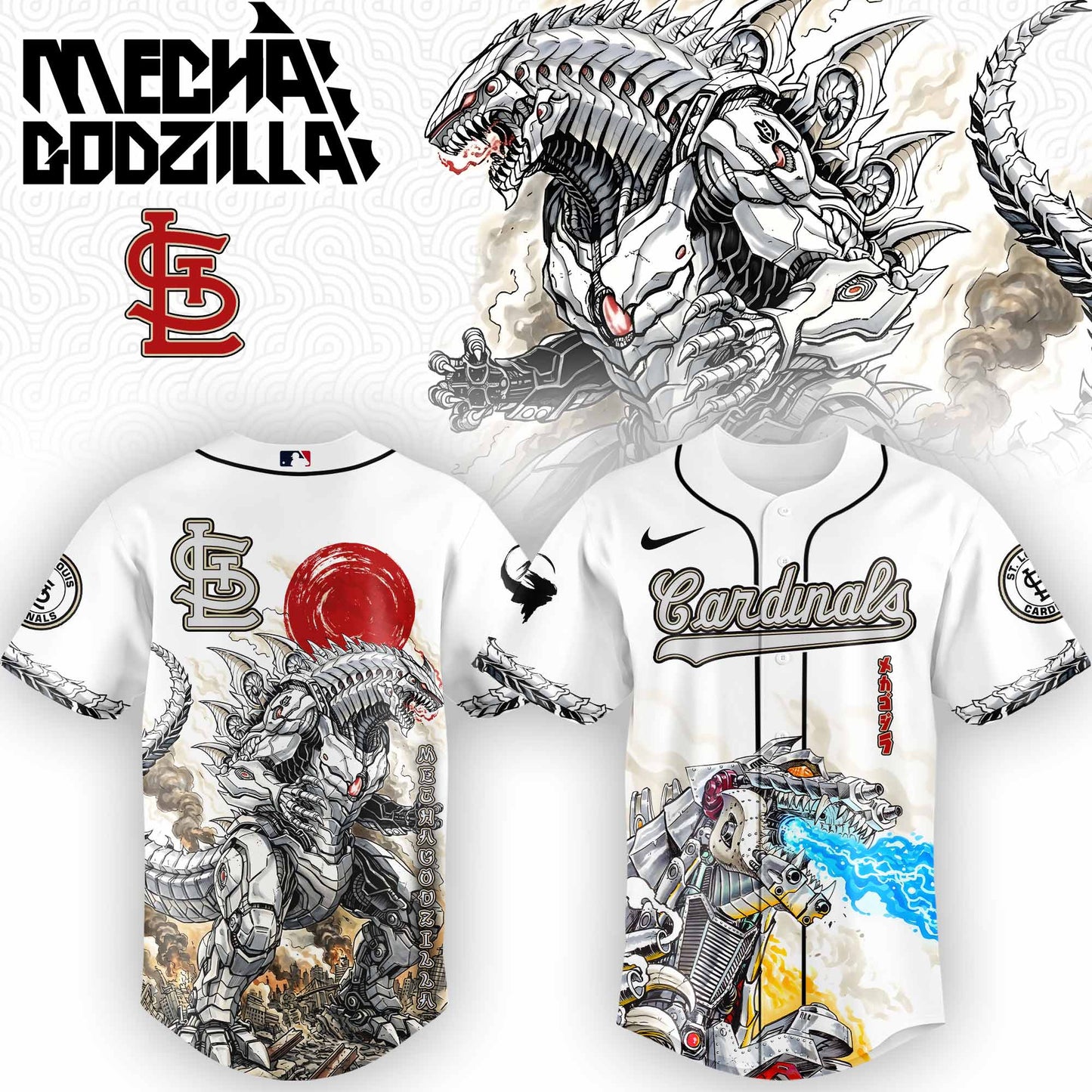 LIMITED EDITION - NEW CUSTOMIZED MLB24 SL CARDINALS x GODZILLA BASEBALL JERSEY