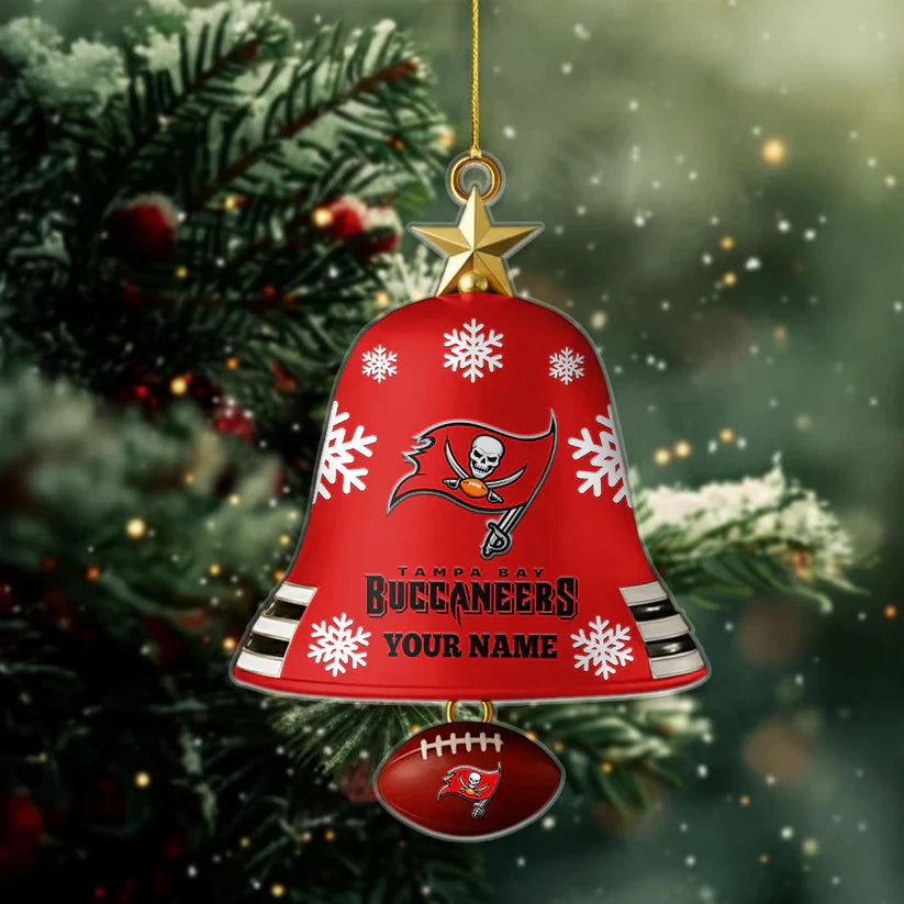 LIMITED EDITION - NEW CUSTOMIZED NFL10 TBB TAMPA BAY BUCCANEERS ACRYLIC CHRISTMAS BELL ORNAMENT