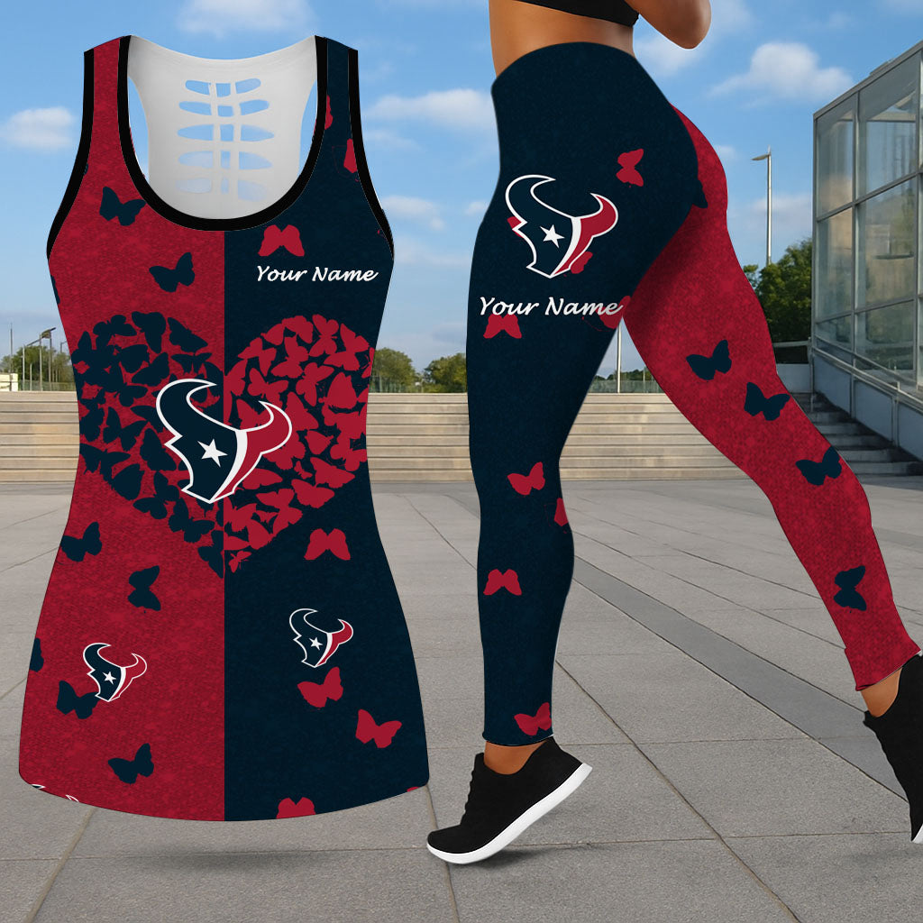 LIMITED EDITION - NEW CUSTOMIZED NFL15 HTT HOUSTON TEXANS LEGGINGS & HOLLOW TANK TOP SET