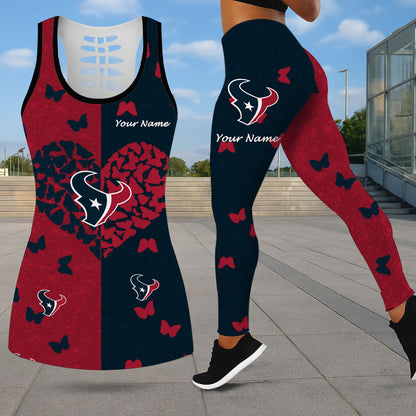LIMITED EDITION - NEW CUSTOMIZED NFL15 HTT HOUSTON TEXANS LEGGINGS & HOLLOW TANK TOP SET
