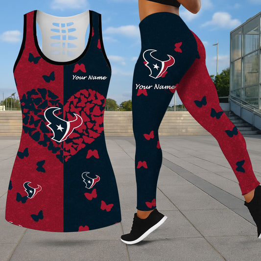LIMITED EDITION - NEW CUSTOMIZED NFL15 HTT HOUSTON TEXANS LEGGINGS & HOLLOW TANK TOP SET