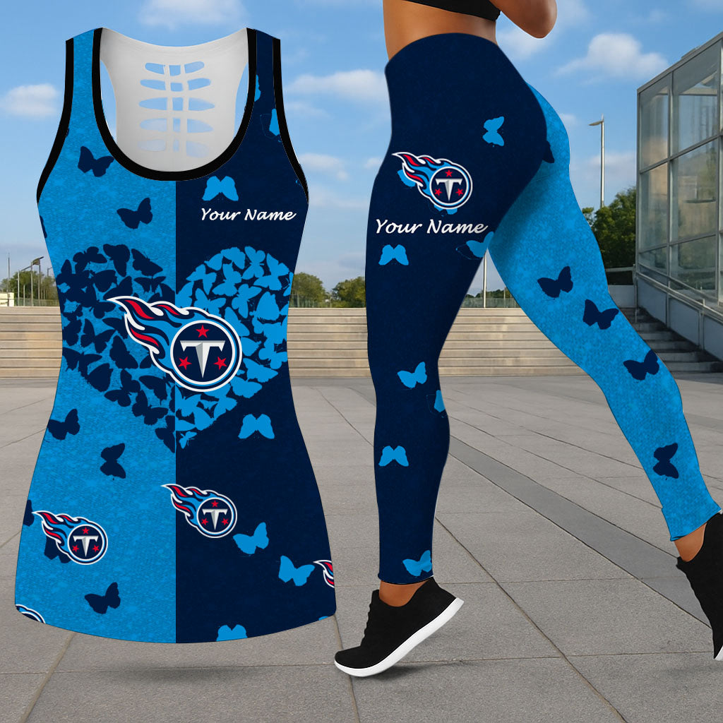 LIMITED EDITION - NEW CUSTOMIZED NFL31 TST TENNESSEE TITANS LEGGINGS & HOLLOW TANK TOP SET
