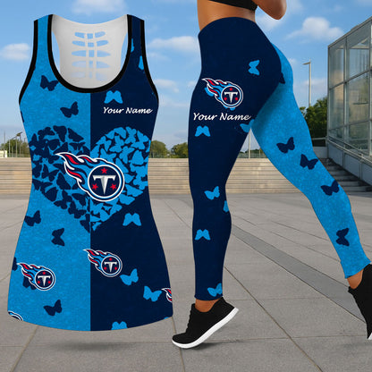 LIMITED EDITION - NEW CUSTOMIZED NFL31 TST TENNESSEE TITANS LEGGINGS & HOLLOW TANK TOP SET