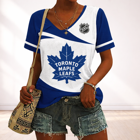 LIMITED EDITION - NEW CUSTOMIZED NHL23 TML TORONTO MAPLE LEAFS V-NECK FEMALE SHIRT