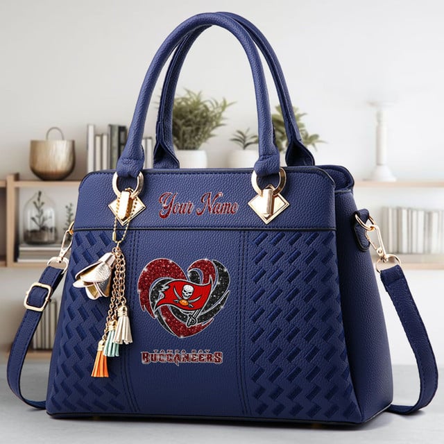 LIMITED EDITION - NEW CUSTOMIZED NFL10 TBB TAMPA BAY BUCCANEERS ZIP HANDBAG MULTICOLOR