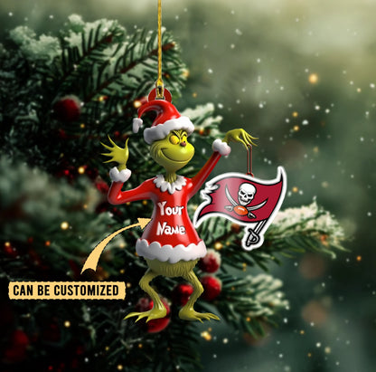 LIMITED EDITION - NEW CUSTOMIZED NFL10 TBB TAMPA BAY BUCCANEERS THE GRINCH ACRYLIC ORNAMENT