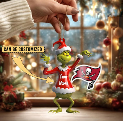 LIMITED EDITION - NEW CUSTOMIZED NFL10 TBB TAMPA BAY BUCCANEERS THE GRINCH ACRYLIC ORNAMENT