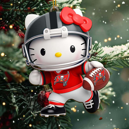 LIMITED EDITION - NEW CUSTOMIZED NFL10 TBB TAMPA BAY BUCCANEERS HELLO KITTY ACRYLIC ORNAMENT