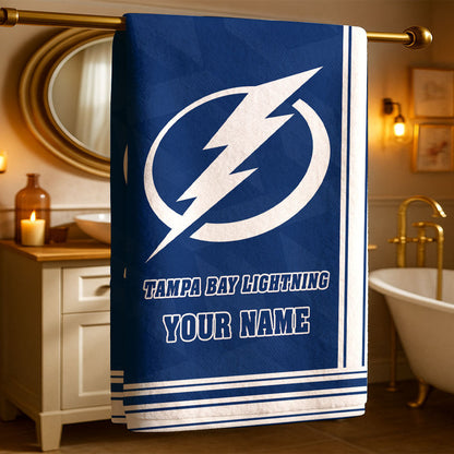 LIMITED EDITION - NEW CUSTOMIZED NHL12 TPL TAMPA BAY LIGHTNING BEACH & BATH TOWEL