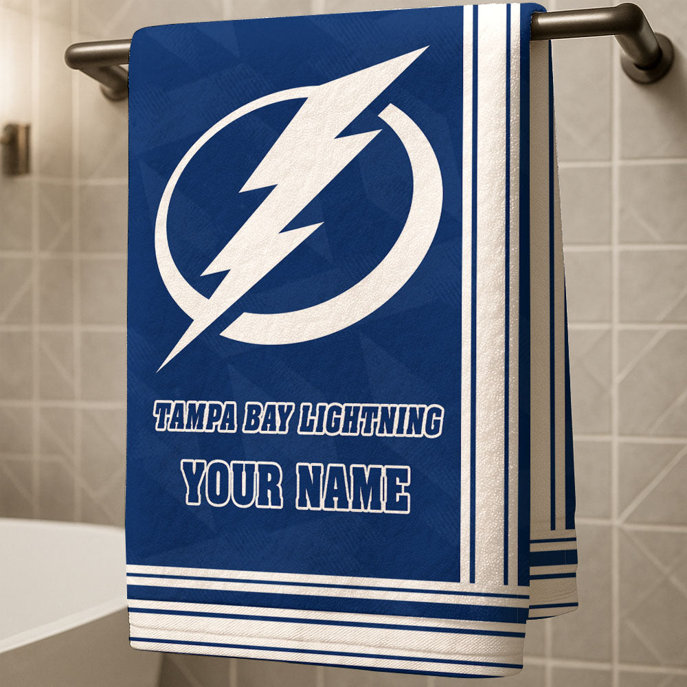 LIMITED EDITION - NEW CUSTOMIZED NHL12 TPL TAMPA BAY LIGHTNING BEACH & BATH TOWEL