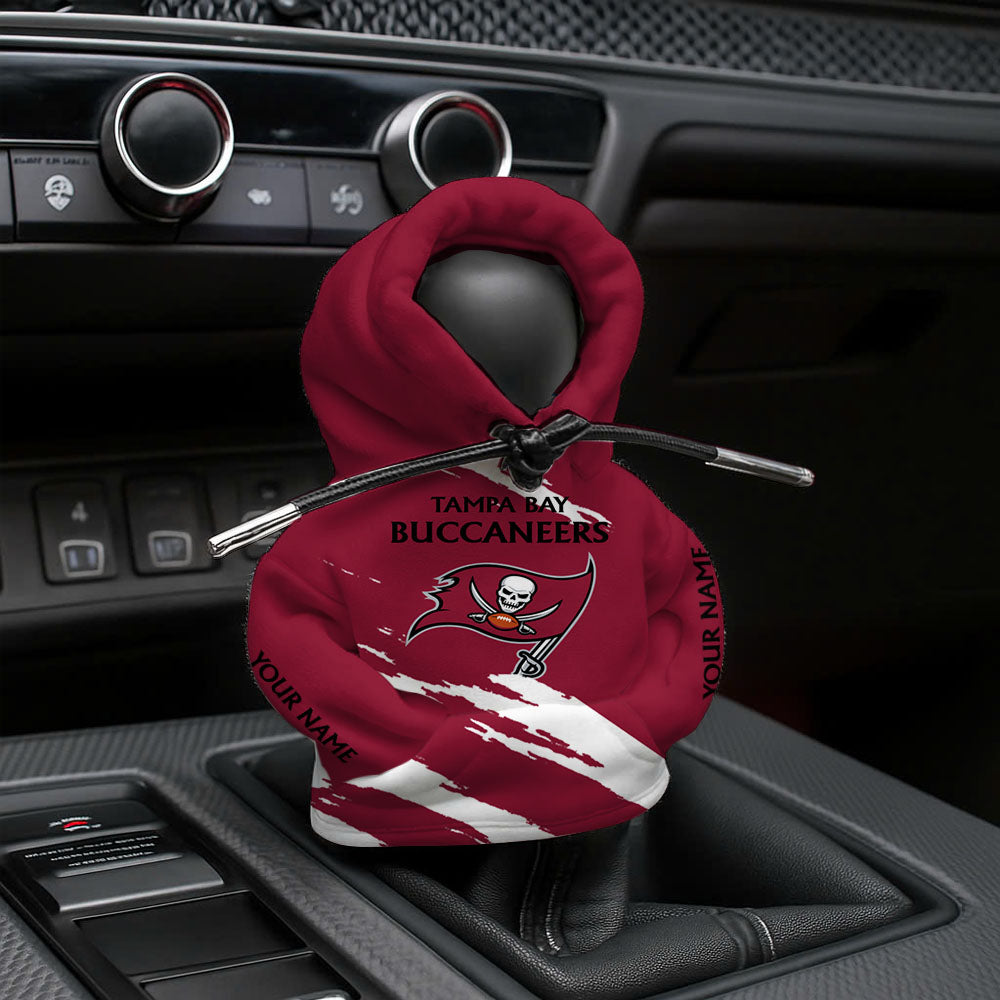 LIMITED EDITION - NEW CUSTOMIZED NFL10 TBB TAMPA BAY BUCCANEERS CAR HOODIE SHIFT KNOB COVER