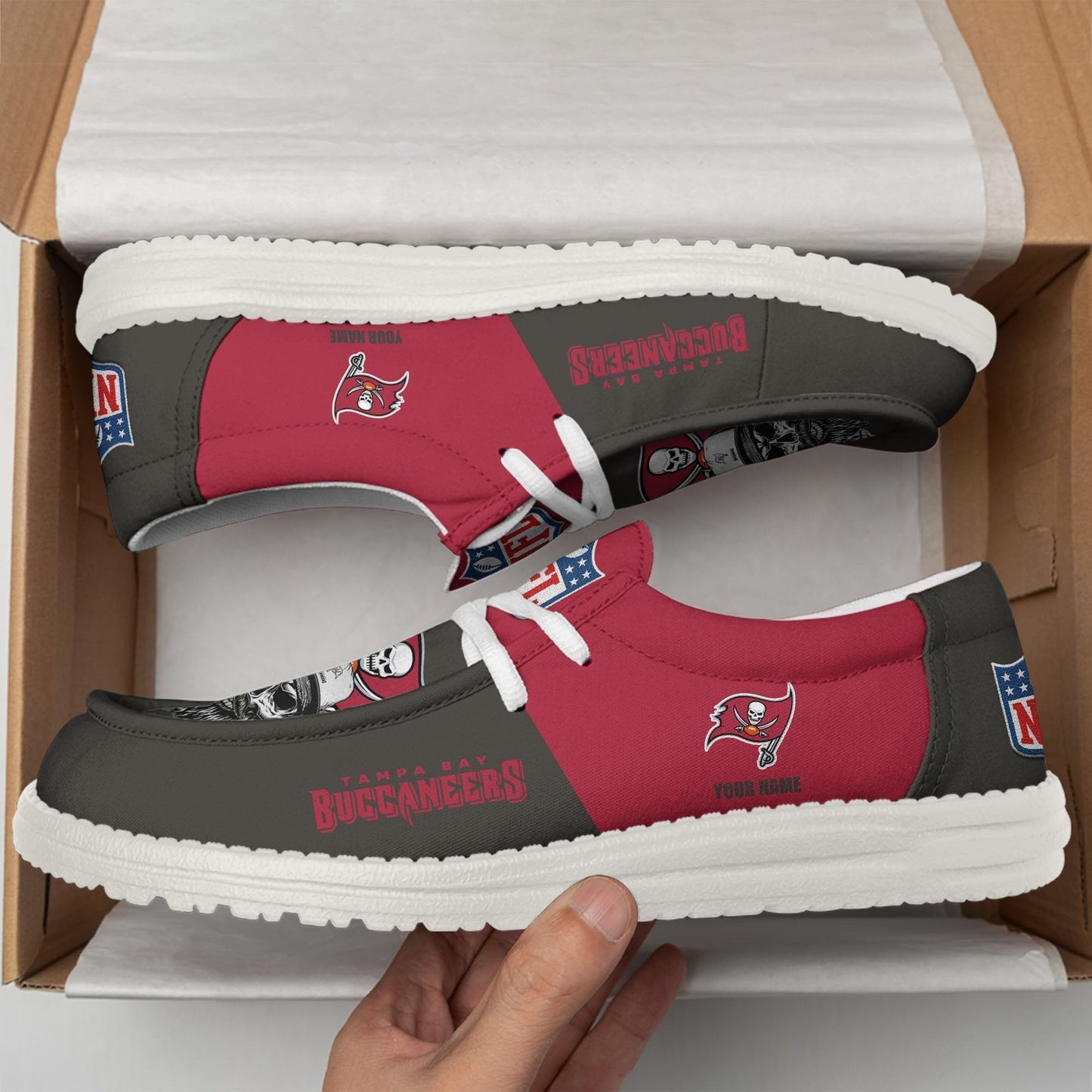 LIMITED EDITION - NEW CUSTOMIZED NFL10 TBB TAMPA BAY BUCCANEERS LOAFER SHOES