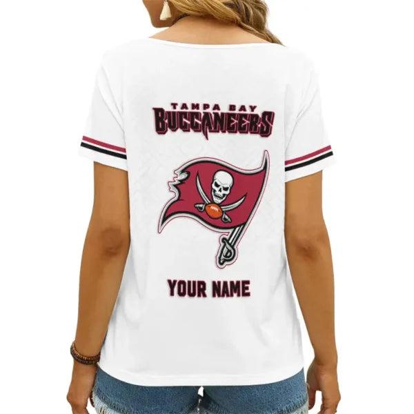 LIMITED EDITION - NEW CUSTOMIZED NFL10 TBB TAMPA BAY BUCCANEERS V-NECK FEMALE SHIRT