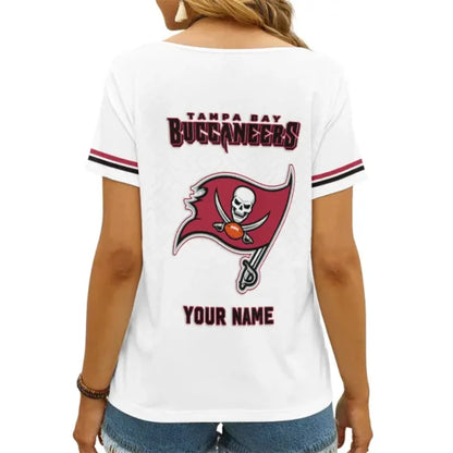 LIMITED EDITION - NEW CUSTOMIZED NFL10 TBB TAMPA BAY BUCCANEERS V-NECK FEMALE SHIRT