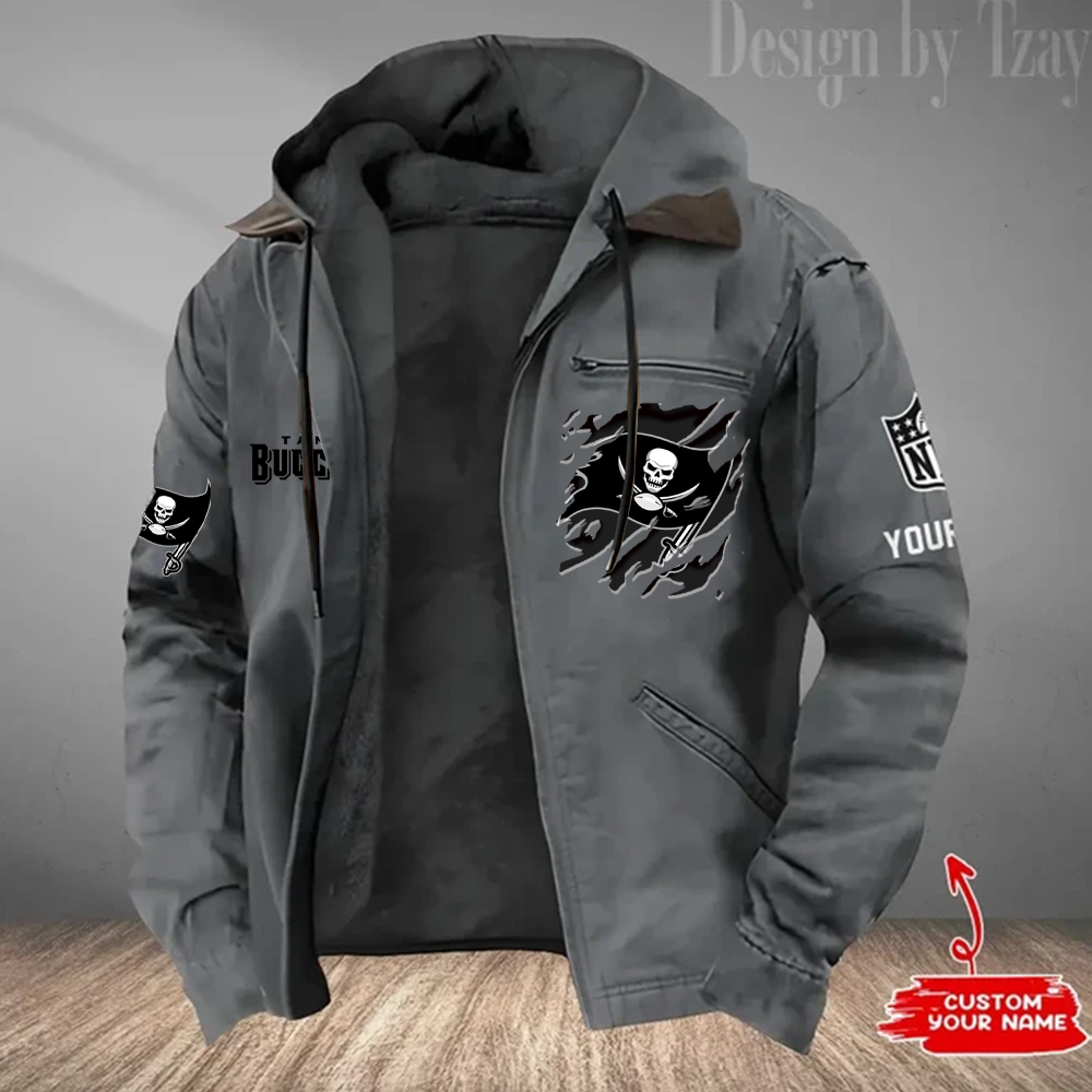 LIMITED EDITION - NEW CUSTOMIZED NFL10 TBB TAMPA BAY BUCCANEERS HOODED CARDIGAN JACKET
