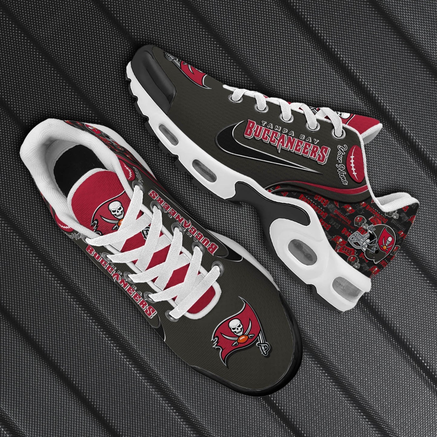 LIMITED EDITION - NEW CUSTOMIZED NFL10 TBB TAMPA BAY BUCCANEERS UNISEX AIR MAX PLUS SNEAKERS
