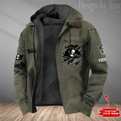 LIMITED EDITION - NEW CUSTOMIZED NFL10 TBB TAMPA BAY BUCCANEERS HOODED CARDIGAN JACKET