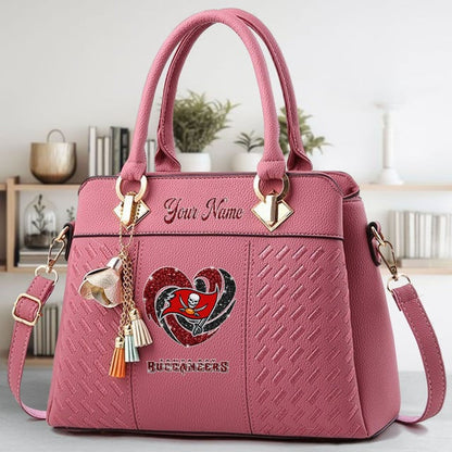 LIMITED EDITION - NEW CUSTOMIZED NFL10 TBB TAMPA BAY BUCCANEERS ZIP HANDBAG MULTICOLOR