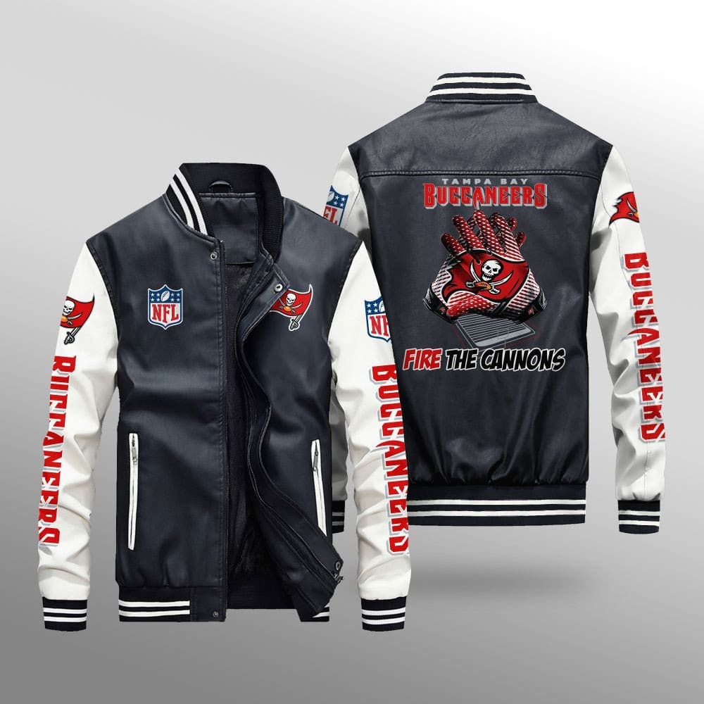 LIMITED EDITION - NEW CUSTOMIZED NFL10 TBB TAMPA BAY BUCCANEERS LEATHER BOMBER JACKET