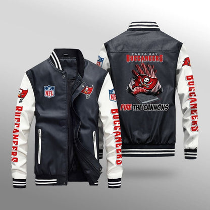 LIMITED EDITION - NEW CUSTOMIZED NFL10 TBB TAMPA BAY BUCCANEERS LEATHER BOMBER JACKET