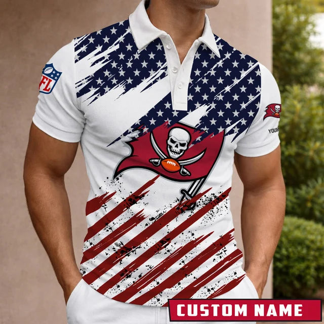 LIMITED EDITION - NEW CUSTOMIZED NFL10 TBB TAMPA BAY BUCCANEERS POLO SHIRT