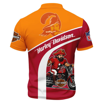 LIMITED EDITION - NEW CUSTOMIZED NFL10 TBB TAMPA BAY BUCCANEERS HARLEY-DAVIDSON POLO WITH ZIPPER SHIRT