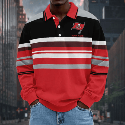 LIMITED EDITION - NEW CUSTOMIZED NFL10 TBB TAMPA BAY BUCCANEERS MEN LONG SLEEVE POLO