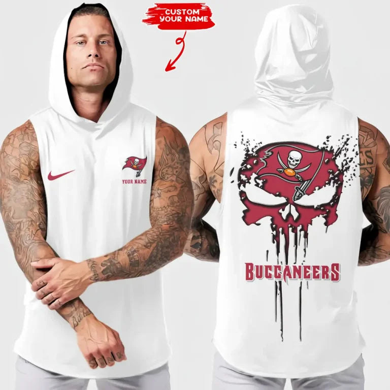LIMITED EDITION - NEW CUSTOMIZED NFL10 TBB TAMPA BAY BUCCANEERS HOODED TANK TOP