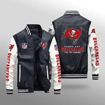 LIMITED EDITION - NEW CUSTOMIZED NFL10 TBB TAMPA BAY BUCCANEERS LEATHER BOMBER JACKET