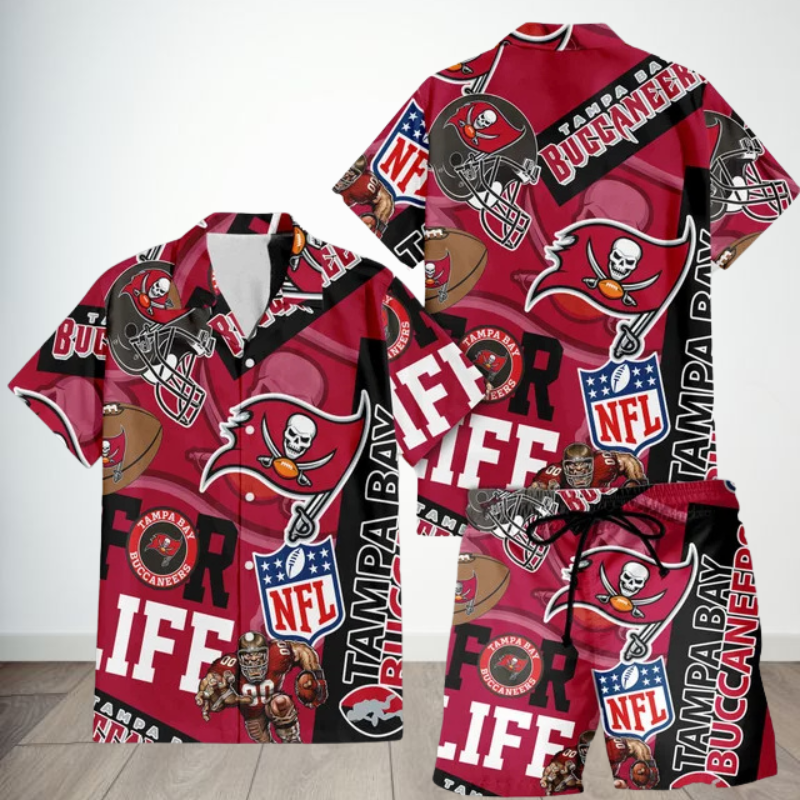 LIMITED EDITION - NEW CUSTOMIZED NFL10 TBB TAMPA BAY BUCCANEERS UNISEX HAWAIIAN SHIRT & SHORTS SET