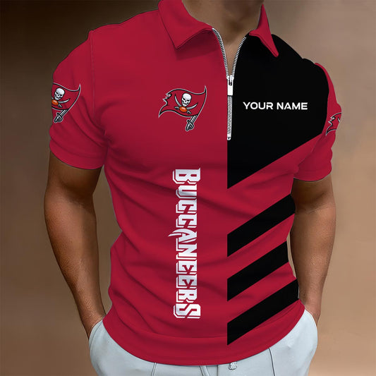 LIMITED EDITION - NEW CUSTOMIZED NFL10 TBB TAMPA BAY BUCCANEERS ZIP POLO SHIRT